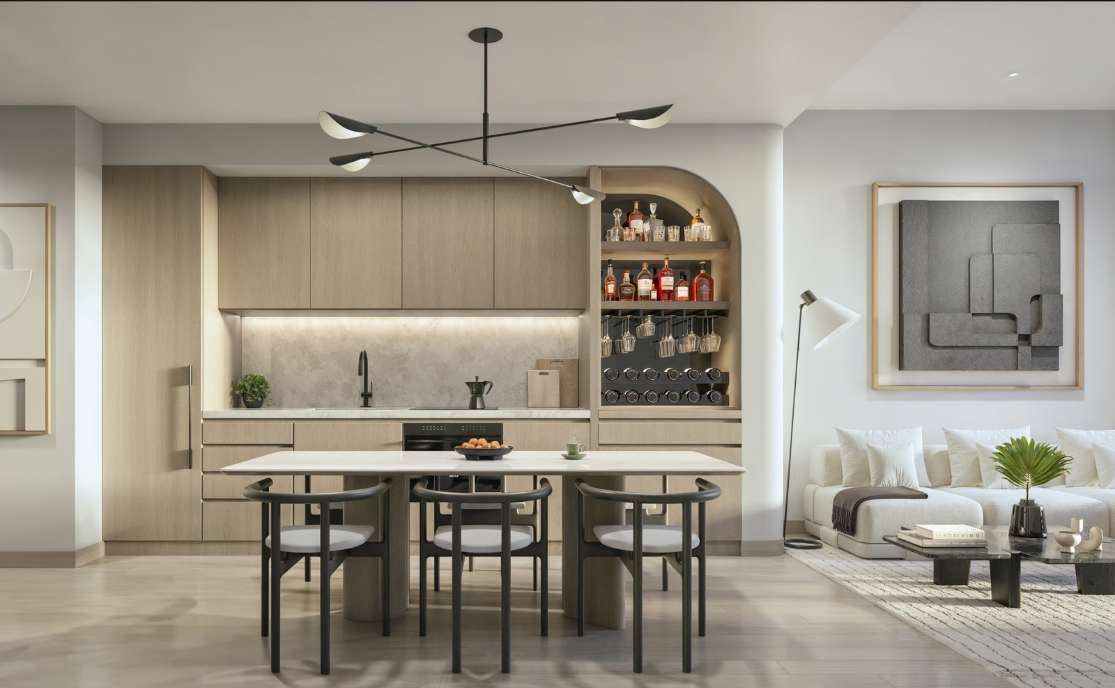 Wynwood 26 kitchen, dining and living area, developer rendering
